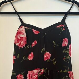 Xhilaration Black Dress with Pink Floral Pattern
